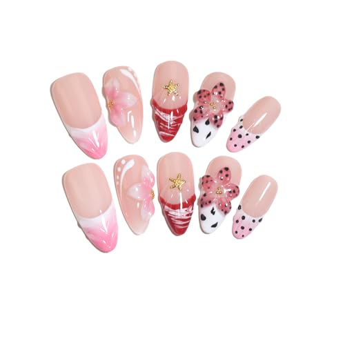 Handmade Medium Almond French Press On Nails,Reusable&Salon Quality(910, M) - color: 25910, size: M
