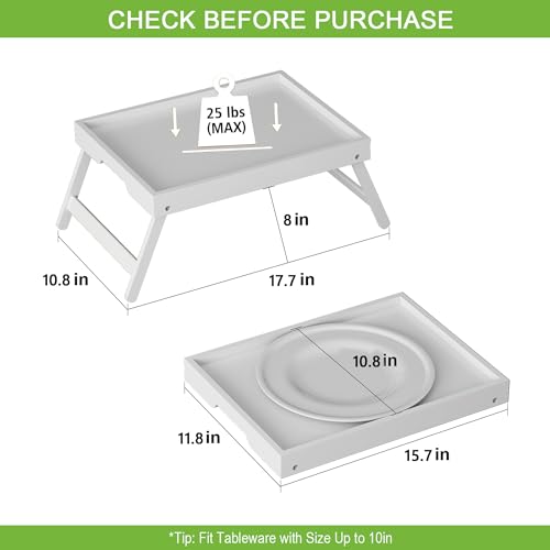 Youpehom Bamboo Bed Tray Table with Folding Legs, Medium, White - color: White, size: Medium
