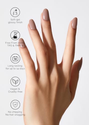 NAILOG Semi Cured Gel Nail Strips 20Pcs Nude Brown Nail Stickers - Heather - color: Heather