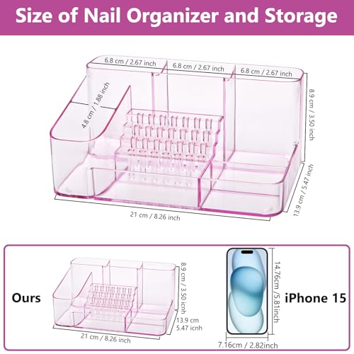 CGBE Nail Drill Holder, 28 Holes Transparent Nail Desk Organizer - Pink - color: Pink
