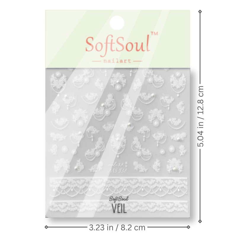 5D Embossed Nail Stickers, Premium Salon-Quality Self-Adhesive 3D Nail Art Decals, Refined Classic Designs for Easy DIY Manicure (Bridal Veil) - color: Bridal Veil