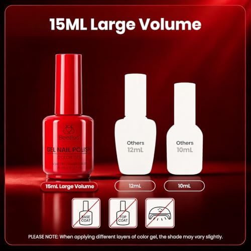 Beetles Red Gel Nail Polish, 15ml Classic Red Soak Off UV Gel Polish - color: C - Red | My Signature