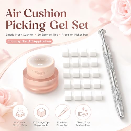 NovaCharm Nail Ombre Sponge Kit, Elastic Mesh Cushion Painting Gel with Dual-Ended Sponge Holder Pen and 20 Replacement Sponge Cubes, Aura Blush Gradient Nail Art Set - color: White