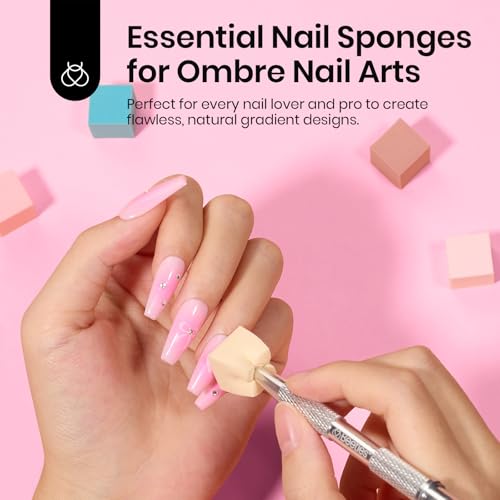 Beetles Gel Polish Soft Nail Sponges for Ombre, 88Pcs Large Size - color: B-Multicolor-88