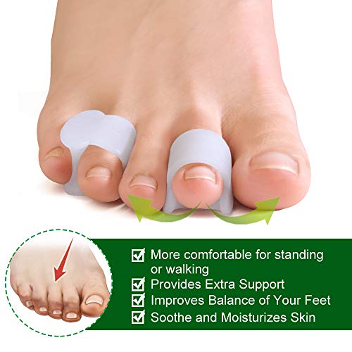 Welnove Gel Toe Separator, Pinky Toe Spacers, Little Toe Cushions for Preventing Rubbing & Relieve Pressure (Pack of 12) - color: White