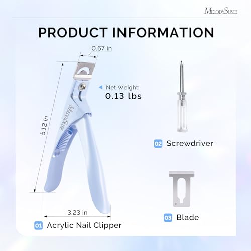 MelodySusie Adjustable Stainless Steel Acrylic Nail Clippers, Blue - color: Blue