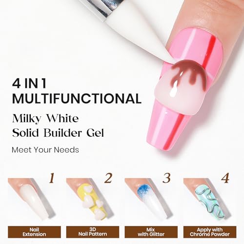 MIZHSE Solid Builder Gel, Milky White Sculpting Gel for 3D Nail Art - color: 15g Milky White