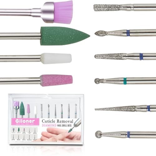 10pcs Nail Drill Bits Set,Cuticle Clean Nail Bit,Diamond Nail Drill Bits For 3/32 Inch Electric Nail File,Suitable For Acrylic Nail Gel Polish Manicure,Nail Design Prep Tools