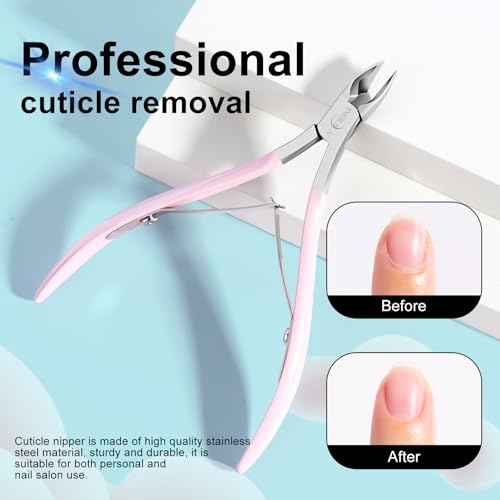 NXJ INFILILA Cuticle Trimmer,Cuticle Nippers with 8.8mm Jaw & Sharp Edge - size: Pink Cuticle Tools-1pcs