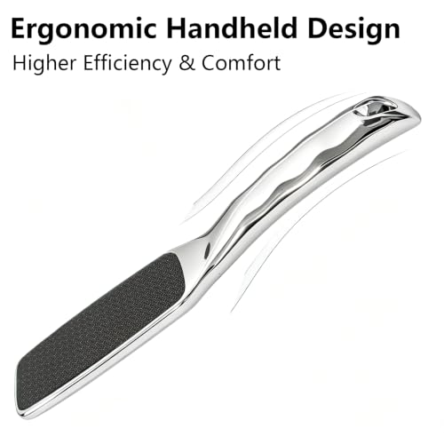 Glass Foot File,Nano Glass Foot Scraper with Ergonomic Handle,Silver - color: Silver