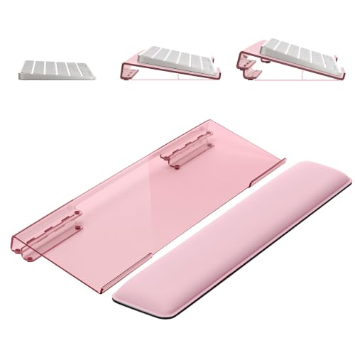 Adjustable Computer Keyboard Stand for Desktop, Keyboard Holder Wrist Rest - color: Coral Pink