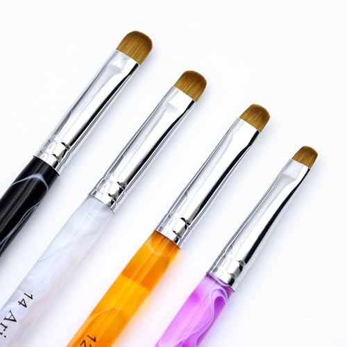 4pcs French Nail Art Brush & Dotting Tool, Pink Orange White Black - color: Colorful