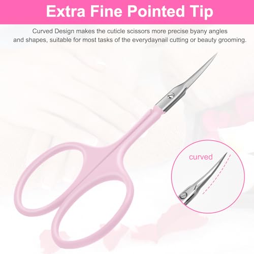 CGBE Cuticle Scissors, Extra Fine Curved Eyebrow Scissors, Pink - color: Pink
