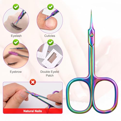 CGBE Curved Cuticle Scissors, Extra Fine Pointed Tip, for Russian Manicure - color: Colorful