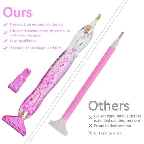 CXJINZE 26 Pcs Plastic 5D Diamond Art Pens Kit with 13 Nibs Stylus Tool - color: Pink