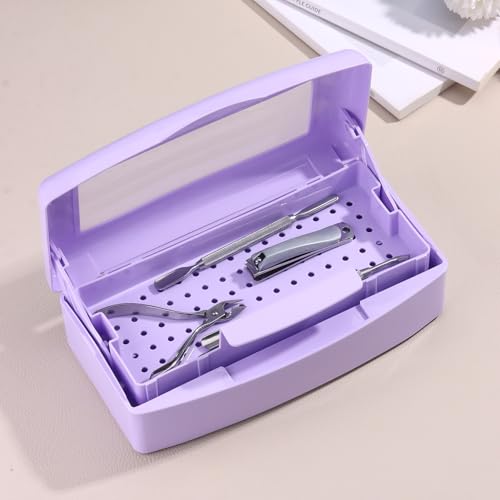 SUTOKAKA Nail Tool Sterilizer Box Plastic Disinfectant Container, Purple - color: Liftable Purple