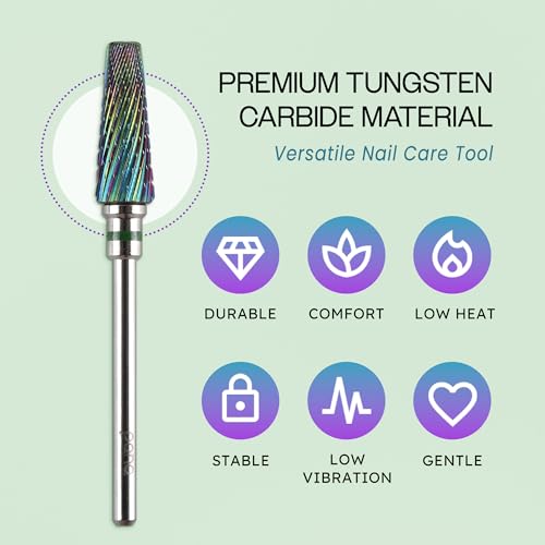 PANA 5-in-1 Pro Upgraded Multi-Function Drill Bit 3/32" Shank Size - (Rainbow, 2X Coarse to 2X Fine) - Mix Size Tungsten Drill Bit Fast Remove Acrylic Hard Gel Nail for Manicure Pedicure - color: Rainbow, size: Pro Upgraded
