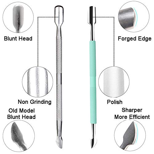 Ejiubas Cuticle Trimmer with Cuticle Pusher, Sharp Efficient Cutting, Green - color: Green