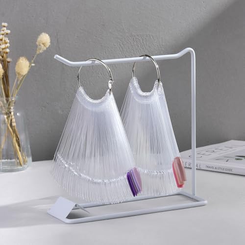 150 Pcs Nail Swatch Sticks with Ring & Nail Art Display Stand Storage Rack - color: White Shelf 150pcs