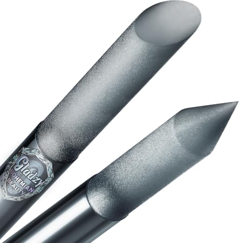 GLADZY Glass Cuticle Pusher - Manicure Cuticle Stick - Crystal Glass Cuticle Remover - Professional Nail Care Tool - Genuine Czech Quality Premium File Set - color: Glass Cuticle Pusher - Gray