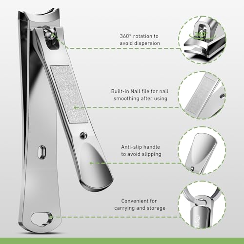 BALUCA Curved Toenail Clipper for Men, Professional Finger Nail Clipper for Women for Thick Nails, Stainless Steel Nail Cutter for Accurate Trimming and Grooming (Pear Silver) - color: Pear Silver