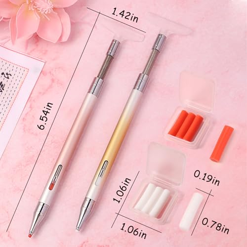2 Pieces Diamond Art Refillable Wax Pen for Diamond Painting - color: Orange&Gold