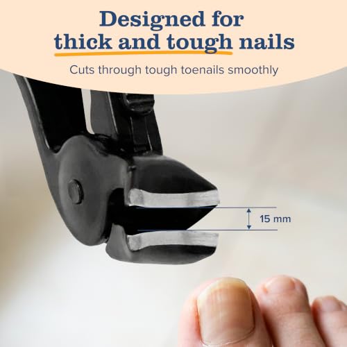 EZPIK Toenail Clippers for Seniors, Long Handle Ingrown Nail Clippers for Thick Toe Nails, Nail Care Set with File, 4.8" Angled Head & Stainless Steel Blades for Weak & Arthritic Hands