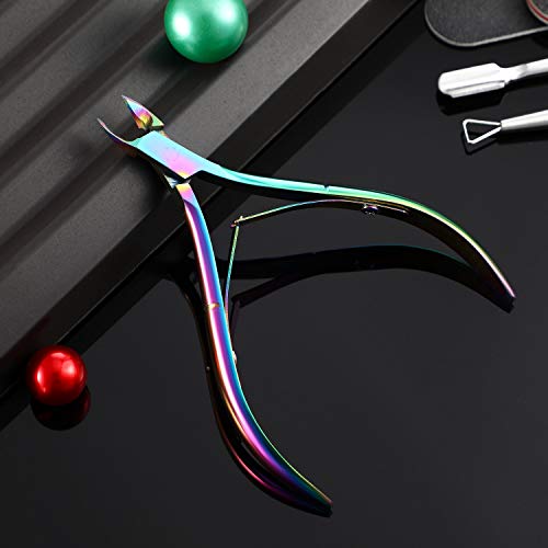 Mudder 3 Pcs Cuticle Trimmer Nipper Stainless Steel Nail Scissor, Rainbow - color: Rainbow Color