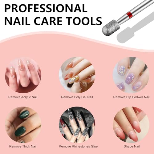Nail Drill Bit,Cylinder Diamond Carbide Cuticle Remover Bit,3/32" Shank,Professional Diamond Carbide Nail Drill Bit for Acrylic Gel Nails,Home Salon & DIY(Fine) - color: Medium