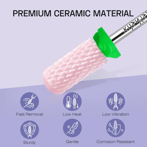 3Pcs 3/32" Safety Ceramic Nail Drill Bits for Acrylic Gel Removal Nail Prep - color: Pink