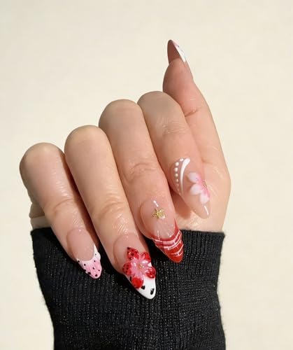 Handmade Medium Almond French Press On Nails,Reusable&Salon Quality(910, M) - color: 25910, size: M