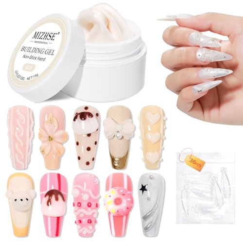 MIZHSE Solid Builder Gel, Milky White Sculpting Gel for 3D Nail Art - color: 15g Milky White