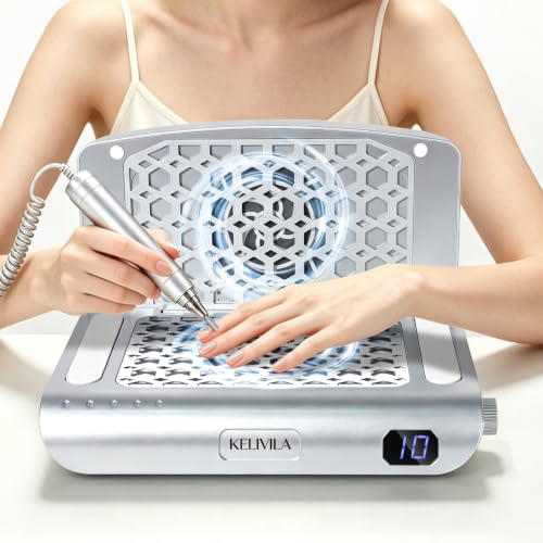 Nail Dust Collector Foldable 8100RPM Nail Vacuum with Dual Turbo Fans - color: Silver