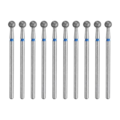 HARFINGTON 10pcs 120-140 Grits Diamond Grinding Bit 4mm Ball Head 2.35mm Shank 4mm Length Stone Sanding Drill Bits Rotary Tool for Ceramic Glass Nails Grinding Polishing - color: Blue, size: 4mm