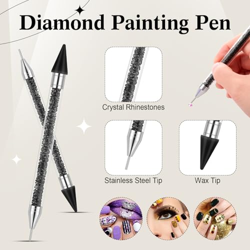 Tatuo Rhinestone Picker Tool Bedazzling Pen Dual Head, Black - color: Black