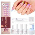 Beetles Press On Nails Kit - Medium Almond French Tip Nails Kit, 224 Pcs - color: A - Fruity French - Medium