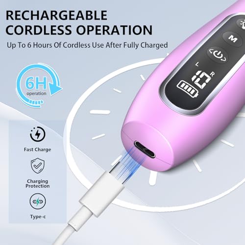 Electric Nail File Drill Cordless 2000 mAh Rechargeable 10-Speed Nail Filer - color: Purple