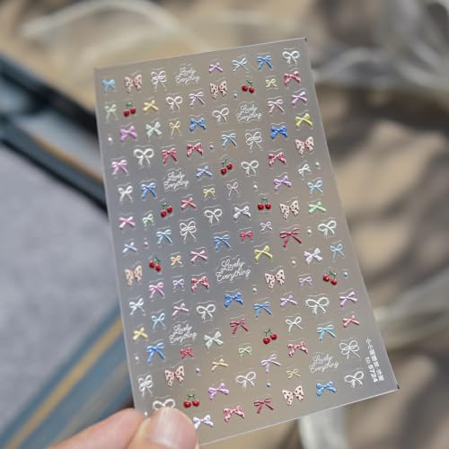 Bow Nail Art Stickers Decals 5D Self-Adhesive DIY Manicure Supplies 1PCS - color: Multicolor-010
