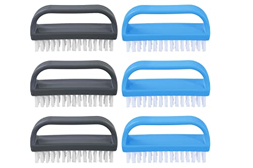 Nail Brush for Cleaning Fingernails, Nail Scrubber Brush, Toe Foot Hands Fingernail Brush Cleaner- Small Scrub Brush- All-Purpose Stiff Cleaning Brush for Home, Kitchen, Work, 6 Pack - Superio - color: 6 Pack Blue/Grey