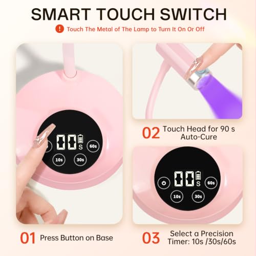 Mlogiroa UV Nail Lamp for Gel Nails Touch Sensor, Single Finger Curing Lamp