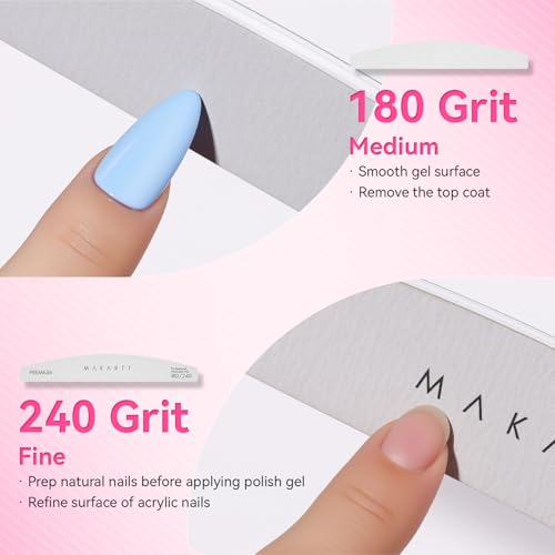 Makartt 180/240 Grit Nail Files, 20PCS Zebra Emery Boards for Natural Nails - size: 20pcs-Nail File 180/240 Grit