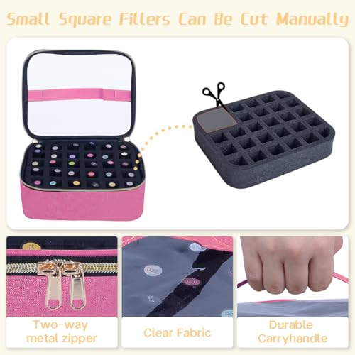 Small Clear Nail Polish Case Holds 30 bottles(15ml-0.5fl.oz) Nail Polish Organizer Multifunctional Nail Polish Bag organizer, Cosmetic Travel Makeup Cases for Women, RoseRed - color: Rose Red 30B, size: 1Pcs-30 bottles