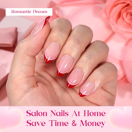 Beetles Press On Nails - Romantic Dream, 3 Colors Short Almond 192 Pcs - color: K - Romantic Dream - S