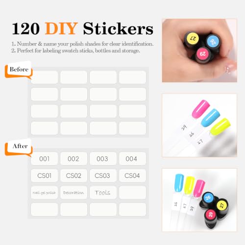 PEACECOLOR 100 Pcs Nail Swatch Sticks with Ring, 120 Blank Number & Box - color: 100pcs nail swatch sticks