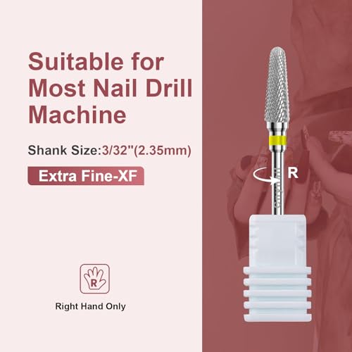 3/32" 2PCS Clean Cone Carbide Cuticle Cleaner Bit for Nail Prep & Cleaning - color: 008 Silver, size: XF