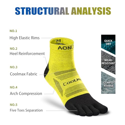 Toe Socks Cool-max Running Socks for Men Women 3 Pairs Athletic Breathable Five Finger Socks - color: E4840-multicolor-3pcs, size: Small