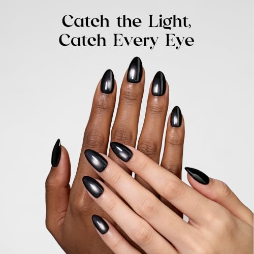 Beetles Black Cat Eye Press On Nails 96 Pcs, Matte Short Almond, 16 Sizes - color: 0 - Black CatEye - S