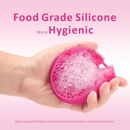 Silicone Body Scrubber Shower Brush 2 Counts,Super Exfoliating Body Brush with Non-Slip Strap-Effective Showering Exfoliation and Gentle Massage for Men Wome,Durable Use Brush (Green+Pink) - color: Green+pink