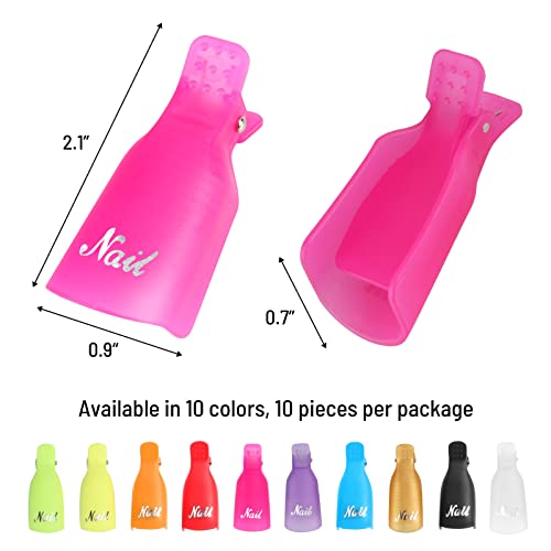 (purple) 10Pcs Plastic Acrylic Nail Art Soak Off Cap Clip UV Gel Polish Remover Wrap Tool Gel Nail Polish Remover Clips for Fingernail Removal Soak Off Clips Wrap Cleaner Cap Clip - color: Purple