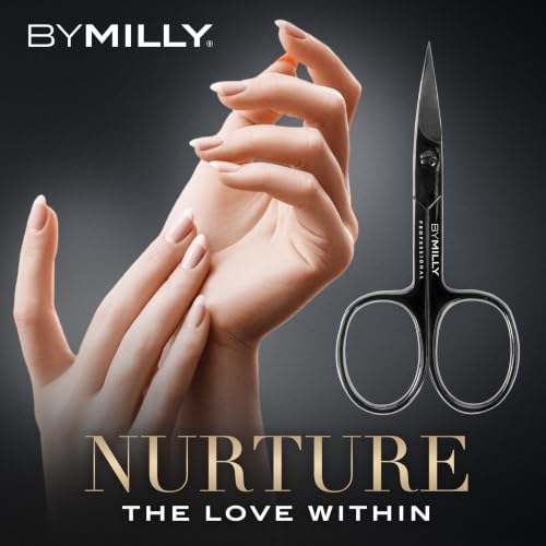 Professional Nail Scissors | High Carbon Stainless Steel | Manicure | Razor Sharp Curved Blade for Women - 100% Stainless Steel Beauty Scissors for Nails (Black) - color: Black